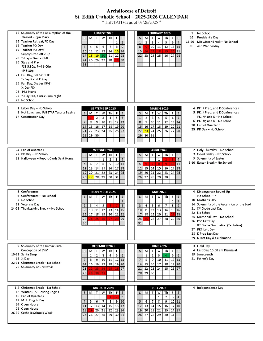 Tentative 25-26 School Calendar