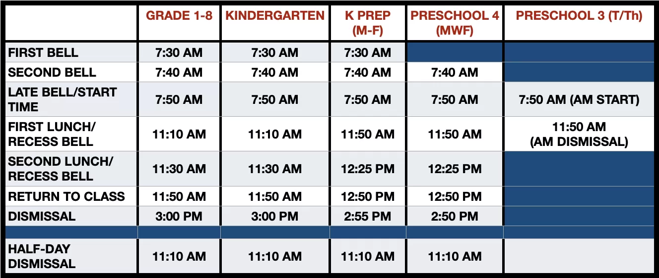 School Day Schedule
